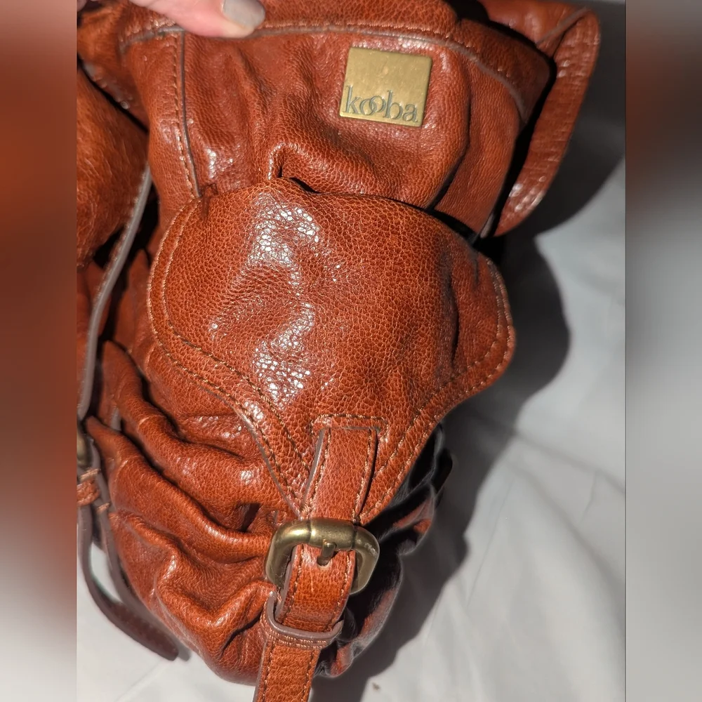 Kooba Whiskey Brown Leather Shoulder Bag.